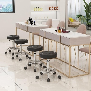 Scaun rotativ cu suport pentru picioare, inaltime ajustabila, rotire 360°, Negru - Img 3