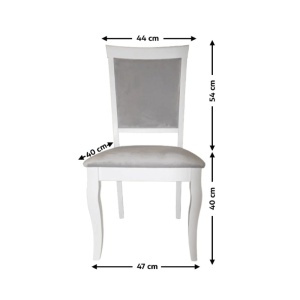 Scaun tapitat de living si bucatarie, AB Albert din lemn masiv, stofa,120 kg, 96x42x40 cm, alb gri - Img 2