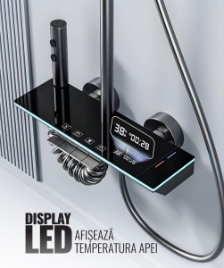 Set de dus smart, display LED, afișaj digital, 4 moduri de curgere, ajustabil, MZ140BL, iHunt - Img 2