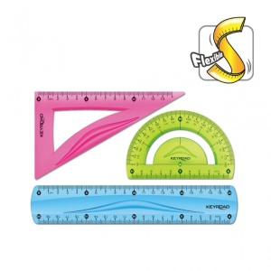 Set geometrie 3 piese, 20 cm, silicon flexibil, diverse culori - Img 1