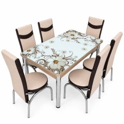 Set masa extensibila cu 6 scaune 215 - model floral
