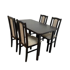 Set masa extensibila lemn masiv, living si bucatarie, DM4 Maxima, blat MDF Furniruit, colturi rotunjite, 120-150x70x76 cm si 4 scaune DM7 Boston, lemn, stofa, 120 kg, wenge - Img 2