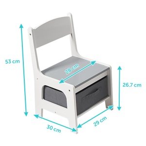 Set masuta si 2 scaune pentru copii , alb MDF, U-Grow - Img 3