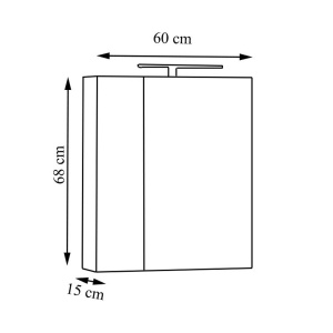 Set mobilier baie cu lavoar ceramic, GN0541, front MDF, 2 sertare, 60 cm, picioare cromate reglabile si dulap cu oglinda Celine, PAL, iluminare LED, alb - Img 2