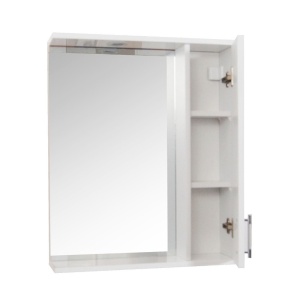 Set mobilier baie GN0541, front MDF, cu lavoar ceramic, 60 cm, 2 usi, 2 rafturi, picioare cromate reglabile, balamale soft close si oglinda cu dulap GN0201, dreptunghiulara, PAL, iluminare led, alb - Img 3