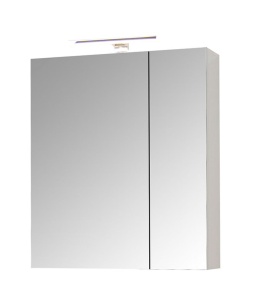 Set mobilier baie suspendat, cu lavoar ceramic, GN0541, front MDF, 60 cm, 2 sertare, glisiere soft close si dulap cu oglinda Celine, PAL, iluminare led, alb - Img 2