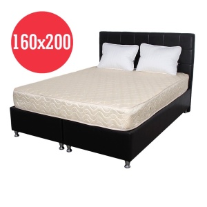 Set Saltea cu arcuri, Super Ortopedica Sofia, 160x200x20cm, fermitate medie, plasa arcuri tip Bonell, reversibila, sistem aerisire cu butoni, Saltex plus 2 perne matlasate microfibra 50x70cm, lavabile la 60 C - Img 2