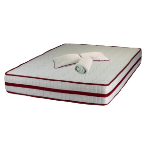 Set Saltea ortopedica cu arcuri Roza Super Lux Ortopedic 140x200x25cm, fermitate mediu-tare, plasa arcuri Bonell, fara vara-iarna, aerisire spaceair, greutate maxima sustinuta 100 kg utilizator, 2 perne matlasate, husa hipoalergenica lavabila la 95 C