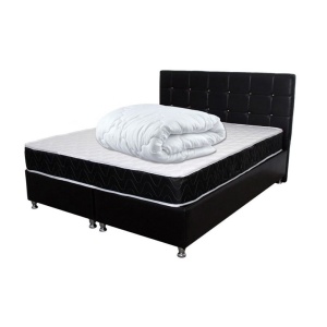 Set Saltea ortopedica, Praga 160x200x22 cm, cu plasa de arcuri tip Bonell, box spring system, fermitate medie, sistem de aerisire perimetral, Saltsib plus pilota microfibra iarna, matlasata, umplutura fibre de poliester, lavabila la 95 C, 180x200cm - Img 3