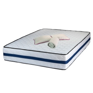 Set Saltea ortopedica, Tulip Super Lux Comfort, 160x200x30cm, fermitate tare, cu plasa de arcuri tip Bonell, sistem de aerisire banda Spaceair, Saltsib plus doua perne matlasate, microfibra 50x70cm si husa hipoalergenica, microfibra, lavabila la 95 C