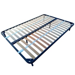 Somiera metalica fixa pentru pat dublu 140x190, 6 picioare, 30 lamele lemn fag, benzi textile, suport saltea ferm, negru - Img 3