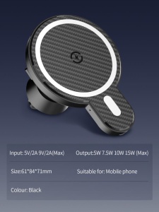 Suport Auto Telefon Serioux, cu incarcare Wireless 15W, compatibil MagSafe, prindere grila ventilatie, Intrare: 5V=2A 9V=2A, Ieșire: 5W 7.5W 10W 15W(Max), Dimensiuni: 61*84*71mm - Img 14