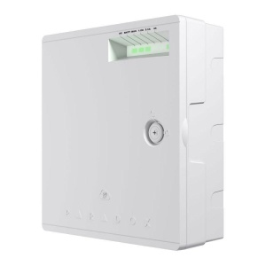 Sursa de alimentare supervizata in comutatie, putere totala 75W, alimentare 100-240Vac cu acumulator de back-up de 13.8Vdc si iesire auxiliara de 15 Vdc cu protectie la supraconsum • comutator antisabotaj pe placa • operare in mod stand alone sau