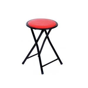 Taburet pliant Maroc, cadru metalic, piele ecologica, 80 kg, multicolor