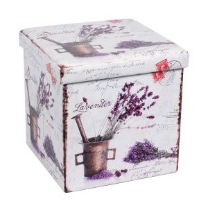 Taburete cu spatiu depozitare, Design, MDF Piele ecologica, 100 kg, 38 x 38, Lavanda New