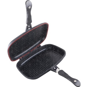 Tigaie dubla pentru gatit din aluminiu, Cooking by Heinner, 32x24x7.5 cm, neagra - Img 1