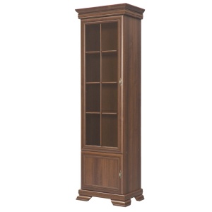 Vitrina living VMW1, 2 usi, 4 polite, Pal melaminat, cu insertii MDF, Nuc - Img 3