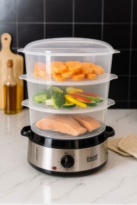 Aparat de gatit cu aburi, 9 litri, 3 compartimente gatire, timer, Bro Food Steamer XXL, iHunt - Img 2