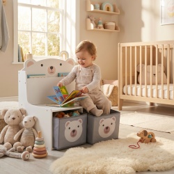 Bancuta cu spatiu de depozitare jucarii si carti Bear, U-Grow - Img 6