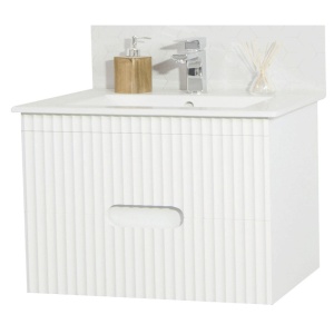 Baza si lavoar ceramic GN0091, mobilier baie suspendat 80 cm, dreptunghiular, front MDF, sertare soft close, alb - Img 3