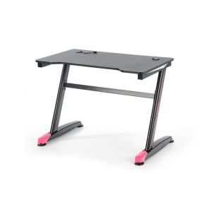 Birou pentru gamming HM B40, iluminare LED, cadru metalic, MDF, 100x60x74 cm, negru - Img 1