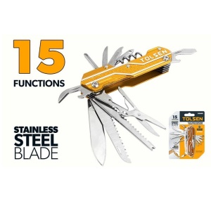 Briceag Tolsen de buzunar multifunctional 15 in 1, inox: Instrumentul ideal pentru aventuri - Img 2