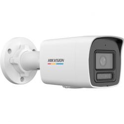 Cameră de supraveghere Hikvision IP Bullet 2 MP; Senzor: 1/2.8" Progressive Scan CMOS, lentilă fixă: 2.8 mm (unghi de vizualizare: 106°), tehnologie WDR: 120 dB WDR, ieșiri video: 1 RJ45 10M/100M, iluminator nocturn: Smart Hybrid Light (IR/Lumină Albă)