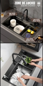 Chiuveta multifunctionala, robinet apa filtrata, sistem spalare pahare, cap robinet retractabil, SC035, iHunt - Img 2
