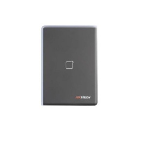 Cititor de card Hikvision DS-K1108AM, Pro series, citeste carduri Mifare 13.56 MHz, distanta de citire: ≤ 50 mm, comunicare: RS-485, Wiegand (W26, W34) protocol si OSDP protocol, indicator LED de stare si alimentare, tamper, buzzer, alimentare: 12 VDC,