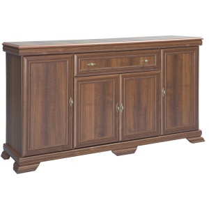 Comoda living si dormitor, VM4, 4 usi, un sertar, Pal melaminat, cu insertii MDF, Nuc - Img 2