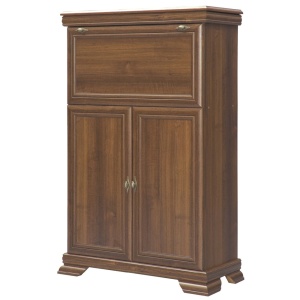 Comoda living VM5, o usa rabatabila pentru bar, 2 usi fixe, Pal Melaminat, cu elemente din MDF, Nuc - Img 2