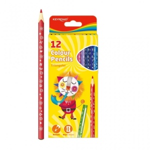 Creioane colorate, 12 culori, grosime mina 3 mm, triunghiulare