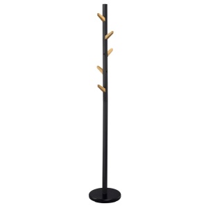 Cuier lemn masiv tip pom HM W66, baza metalica, 5 agatatori, de podea, negru - Img 3