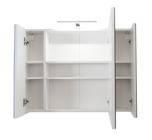 Dulap baie cu oglinda Celine, PAL, iluminare led, 90 cm, 2 usi, 3 rafturi, soft close, alb - Img 2
