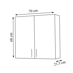Dulap baie suspendat Roma, front MDF, 2 usi, polite, 70 x 68 cm, alb - Img 3