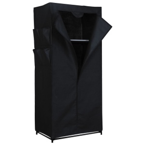Dulap textil GN cu 1 fermoar, pentru depozitare haine, cu suport umerase, portabil, buzunare laterale, negru
