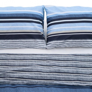 Lenjerie dubla,100% bumbac,4 piese, Azul - Img 2