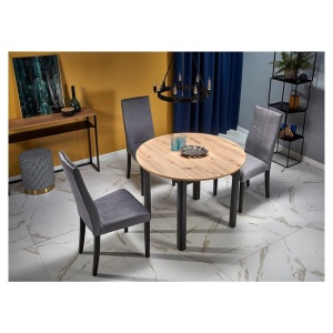 Masa bucatarie si living extensibila HM Ringo, blat MDF, 6 persoane, 102-142x102x76 cm, stejar negru - Img 3