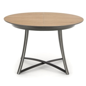Masa extensibila living HM Moretti, blat MDF laminat, cadru metalic, 118-148x118x76 cm, 6 persoane, stejar- antracit negru