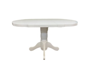 Masa living si bucatarie extensibila SB Fan, MDF Furniruit, structura lemn masiv, 4 persoane, 100-133,5x99x74 cm, alb - Img 3