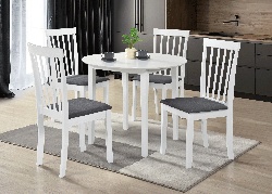 Masa living si bucatarie Sophia, blat MDF, rotunda, structura lemn masiv, 4 persoane, 90x74 cm, alb - Img 3