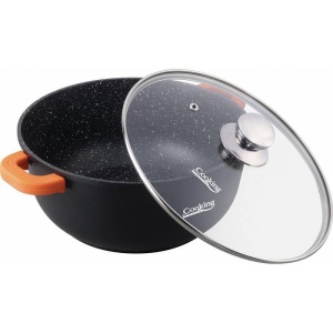 Oala din aluminiu 32x14.5 cm, cu capac din sticla termorezistenta, Heinner, 10 L - Img 2