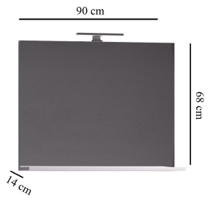 Oglinda baie cu polita GN0551, dreptunghiulara, PAL, 90 cm, alb - Img 2