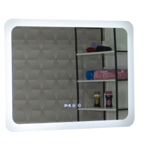 Oglinda baie GNMD21 cu iluminare LED, functie dezaburire, ceas si termometru, 80 cm, suspendata, alb - Img 2