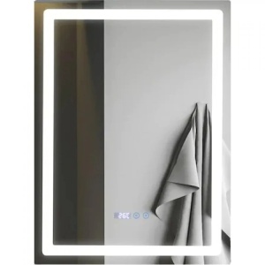 Oglinda baie, iluminare LED, senzor touch, functie dezaburire si ceas, 60 x 80 cm