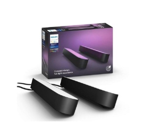 Pachet 2 Lampi LED RGB Philips Hue Play, 6.6W, 530 lm, lumina albasicolor (2000-6500K), IP20, 25.3cm, Negru - Img 1