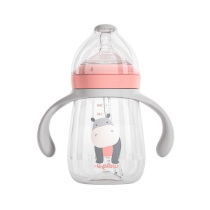 Pachet 3 in 1 cana 260 ml tritan cu 3 accesorii diferite pentru baut : tetina biberon, cioc , pai, dark pink, U-Grow - Img 3