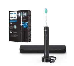Periuta de dinti sonica electrica PHILIPS Sonicare Seria 3100 HX3673/14, 31000 miscari/minut, 1 mod de curatare, Senzor presiune, Functia BrushSync, 1 cap de periere, Negru, L x A x I (mm) 63x139x220