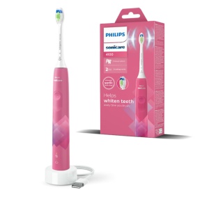 Periuta de dinti sonica electrica Philips Sonicare Seria 4100 HX3689/41, 31000 miscari/minut, 1 mod de curatare, 2 intensitati, senzor presiune, functii BrushSync & SmartTimer, 1 cap de periere, Roz Paradis - Img 2