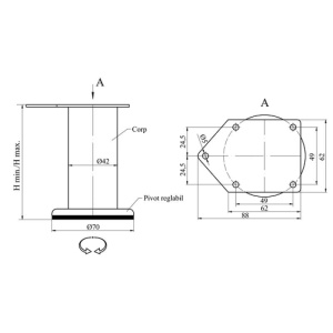 Picior D42 H80 aluminiu - Img 2